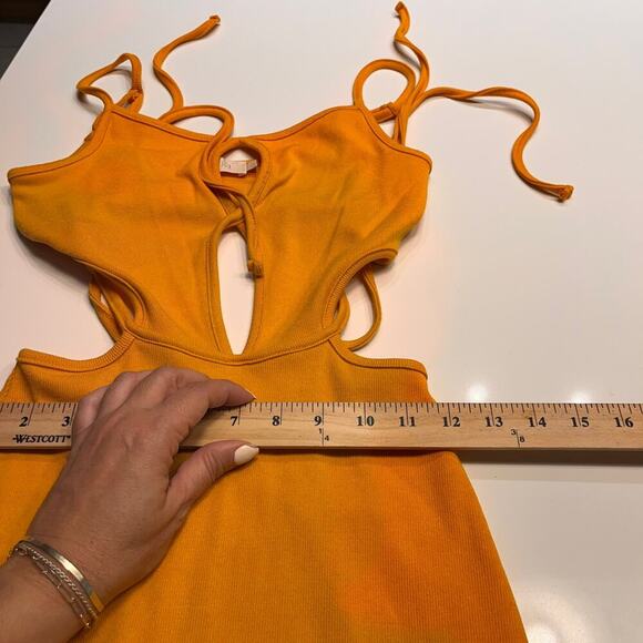 Meshki Mustard Women's Abbey Midi Cut Out Dress Size XS - Picture 5 of 8